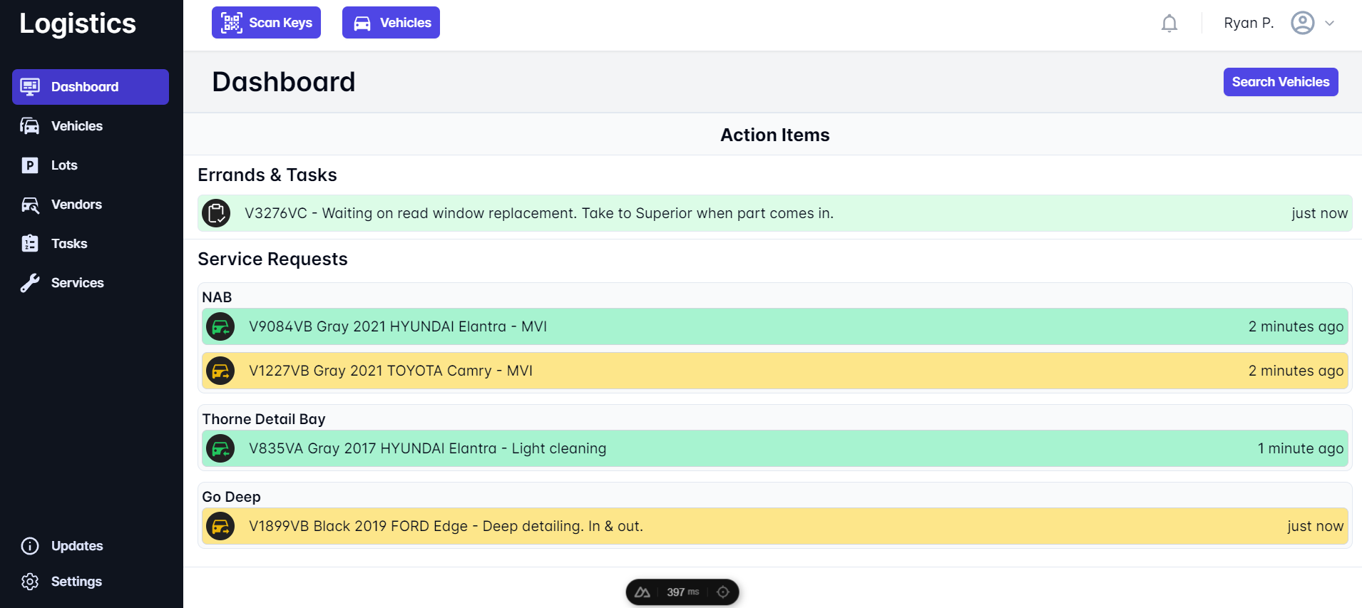 CarEvo Lot Logistics Dashboard