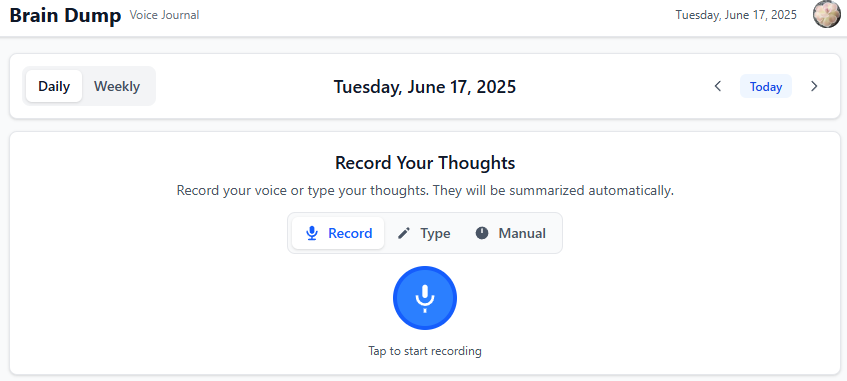 Screenshot of Brain - Daily Activity Tracker project
