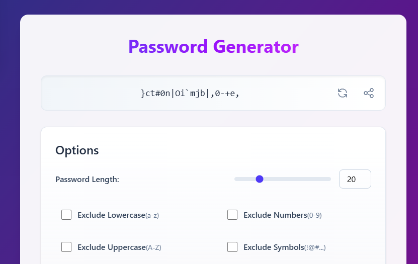 Screenshot of Password Generator project
